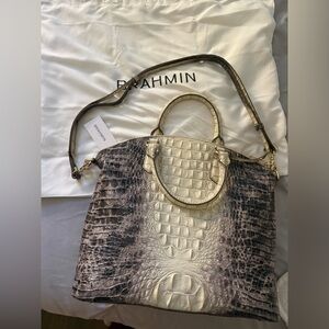 Brahmin Two-Tone Crocodile Embossed Shoulder Bag